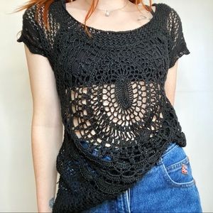 Banana Republic Black Lace Knit Top Size S